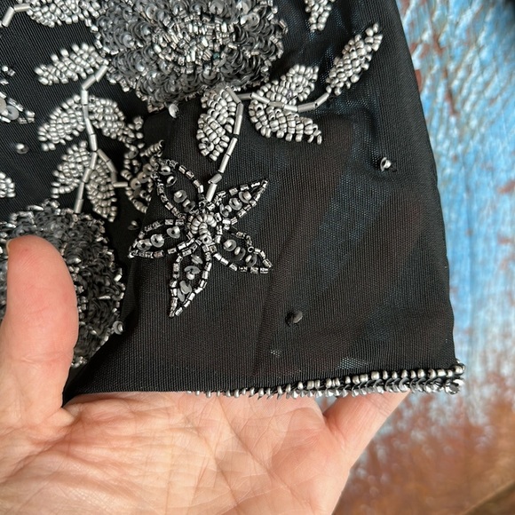 Karioli 1 Vintage Black Sheer Beaded Top Size M - Picture 4 of 5